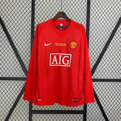 Maillot rétro domicile Manchester United 2007-2008 manches longues