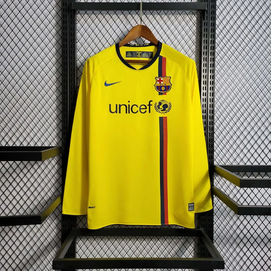 Maglia da calcio retro Barcellona da trasferta a manica lunga 2008-2009