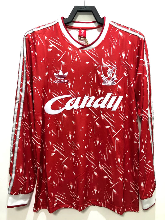 Maglia retrò da casa del Liverpool a manica lunga 1989-1991