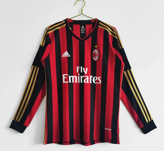 Maillot Domicile Rétro AC Milan Manches Longues 2013-2014