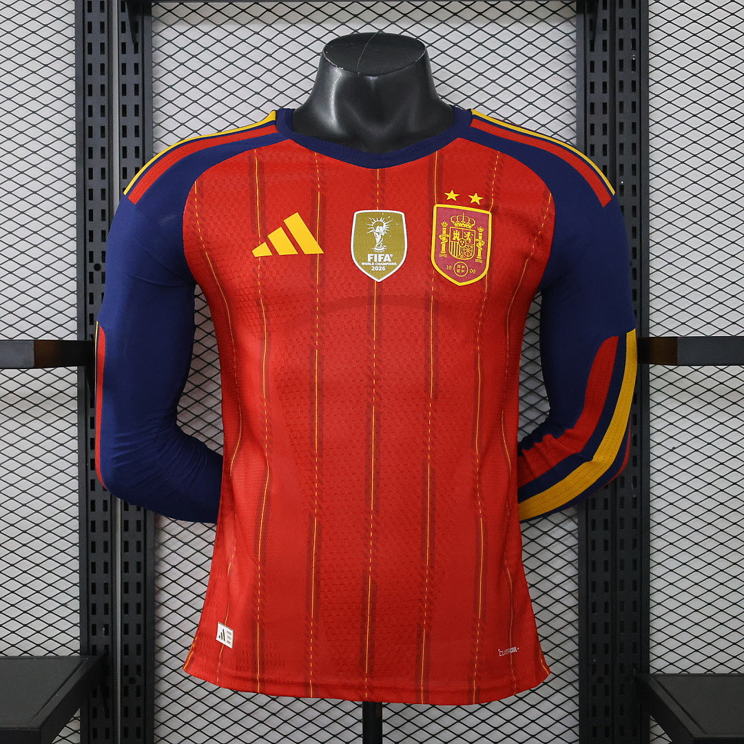 2026 Spagna 2 Stelle Home World Cup Kit Manica Lunga Versione Giocatore