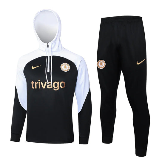 Survêtement Chelsea FC blanc et noir x or