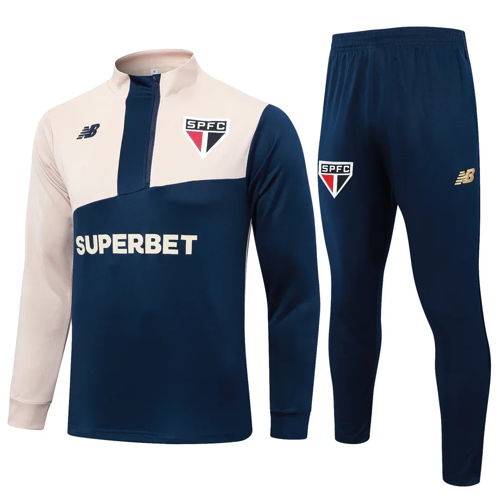 Tuta sportiva Sao Paolo blu scuro e beige