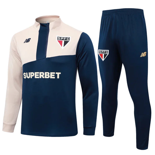 Tuta sportiva Sao Paolo blu scuro e beige