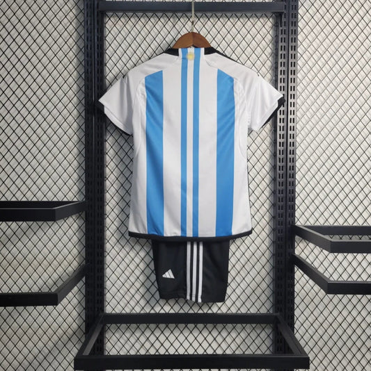 Maglia Home Coppa del Mondo Argentina 2022 Taglia Bambino