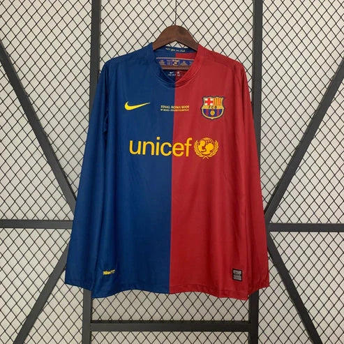 2008-2009 Barcellona Retrò Maglia Casa Champions League Manica Lunga