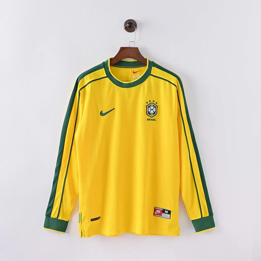 Maglia Brasile Home Retrò 1998 Manica Lunga