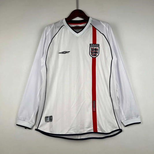 Maillot Domicile Angleterre Rétro 2002 Manches Longues