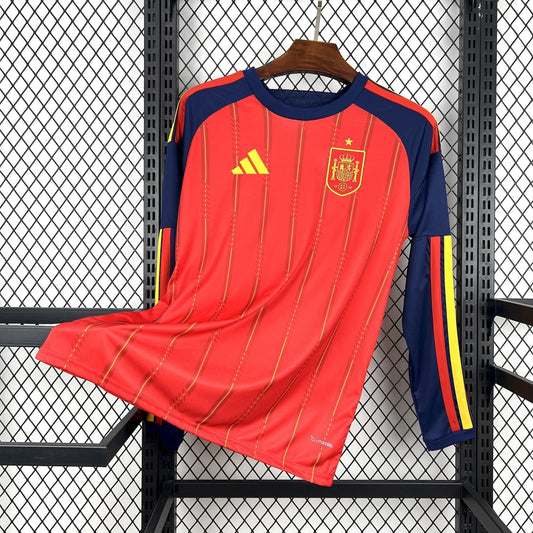 2026 Spagna Maglia Home Mondiale Maniche Lunghe Versione Fan