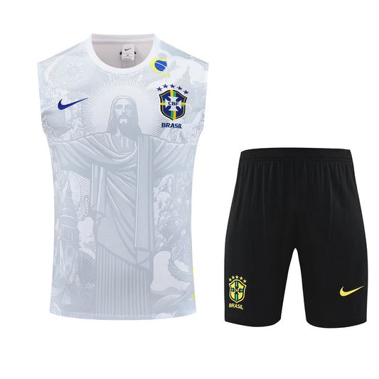 Completo T-shirt Smarata Bianca "Jesus" Brasile
