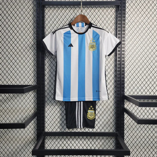 Maglia Home Coppa del Mondo Argentina 2022 Taglia Bambino